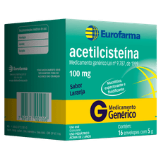 Acetilcisteina Eurofarma 100mg 16 envelopes