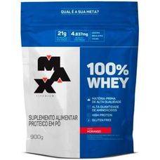 Whey Max Titanium 100% Sabor Morango 900g Refil