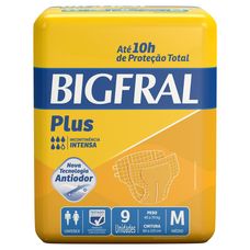 Fralda Geriátrica Bigfral Derma Plus Adulto M com 9 Unidades