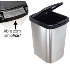 Lixeira Arqplast com Tampa Click Label Inox 9 Litros