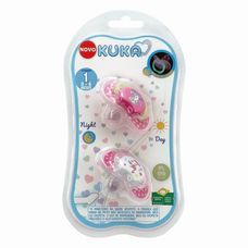 Chupeta Kuka Lumina Night Day Rosa Bc Ortodôntico Número 1 com 2 Unidades