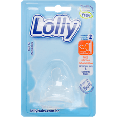 Bico Mamadeiraeira Lolly Silicone Ortodôntico Tamanho 2