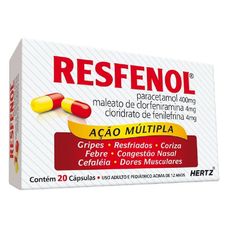 Resfenol Kley Hertz 400mg+ 4mg+ 4mg com 20 cápsulas