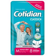 Fralda Geriátrica Cotidian Clássica Tamanho M com 8 Unidades