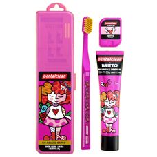 Kit Viagem Dental Clean Adulto Romero Britto 1 Escova Dental + 1 Fio Dental + 1 Gel Dental + Estojo Cores Sortidas