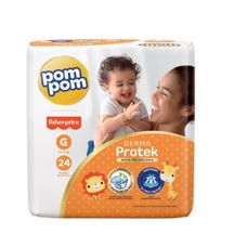 Fralda Pompom Derma Protek Jumbo Tamanho G com 24 Unidades