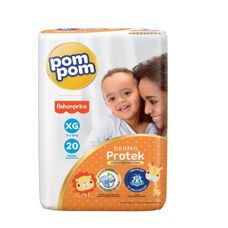 Fralda Pompom Derma Protek Jumbo Tamanho Xg com 20 Unidades