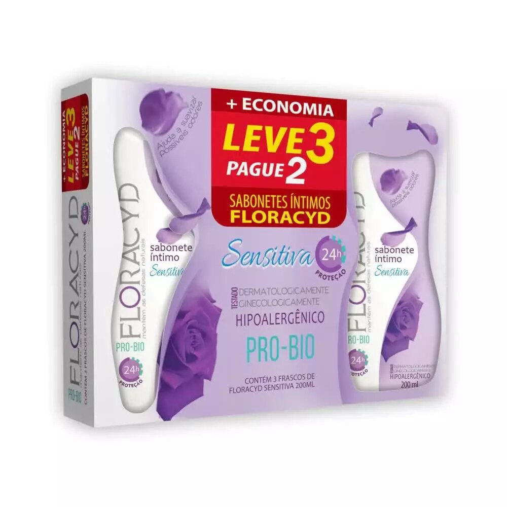 Sabonete Íntimo Líquido Floracyd Sensitiva de 200ml Leve 3; Pague 2
