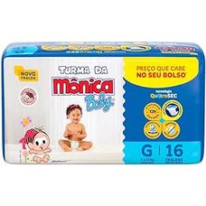 Fralda Turma Da Mônica Baby Jumbinho Tamanho G com 16 Unidades