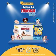 Fralda Descartável Turma Da Mônica Baby Jumbinho Tamanho Xg Com 12 Unidades