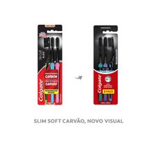 Escova Dental Colgate Slim Soft Black Macia com 3 Unidades