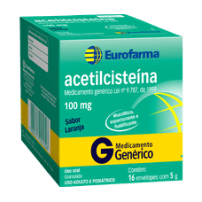 Acetilcisteina Eurofarma 100mg 16 envelopes