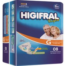 Fralda Geriátrica Higifral Confort Tamanho G com 8 Unidades