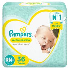 Fralda Pampers Premium Care Tamanho Rn com 36 Unidades