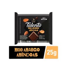 Chocolate Talento Mini Meio Amargo E Amêndoas 25g