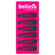 Presilha Tic-Tac Bellesa Grande Preto com 6 Unidades