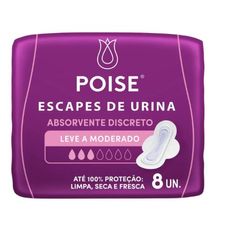 Protetor Diario Poise Discreto Absorcao Leve A Moderado 8 Unidades