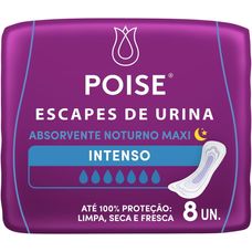 Protetor Diario Poise Noturno Maxi Absorcao Intensa 8 Unidades