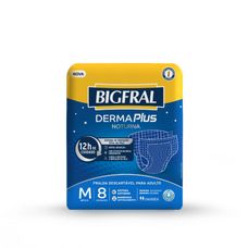 Fralda Geriátrica Bigfral Derma Plus Noturna Tamanho M com 8 Unidades