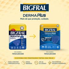 Fralda Geriátrica Bigfral Derma Plus Noturna Tamanho M com 8 Unidades