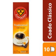 cápsulas de Café 3 Corações Filtrado Tradicional com 10 Unidades 8g