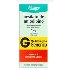 Besilato Anlodipino Medley 5mg com 30 comprimidos