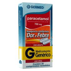 Paracetamol Germed 750mg com 20 comprimidos