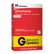 Paracetamol União Química 750mg com 20 comprimidos
