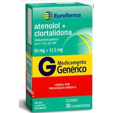 Atenolol + Clortalidona Eurofarma 50mg+ 12,5mg com 30 comprimidos
