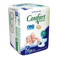 Fralda Geriátrica Confort Master Regular Tamanho G com 8 Unidades