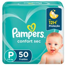 Fralda Pampers Confort Secmega Tamanho P Descartável com 50 Unidades
