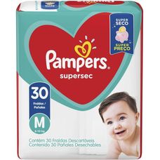 Fralda Descartável Pampers Supersec Pacotão Tamanho M Com 30 Unidades