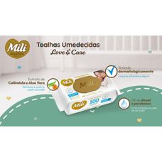 Toalhinha Umedecida Mili Love & Care com 100 Unidades