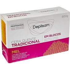 Cera Depilatória Depilsam Blocos Tradicional Mel 800g