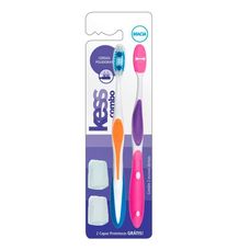 Escova Dental Kess Combo Macia Cores Sortidas Leve 2 Pague 1 E Ganhe 2 Capas Protetoras