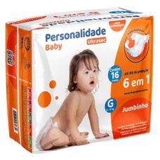 Fralda Personalidade Baby Ultrasec Jumbinho Tamanho G com 16 Unidades
