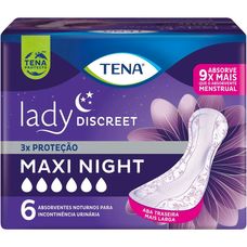 Absorvente Tena Geriátrica Lady Discreet Maxi Night com 6 Unidades