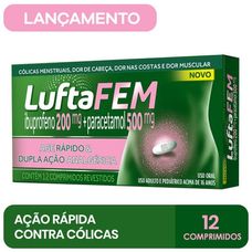 Luftafem Reckitt 200mg+ 500mg com 12 comprimidos