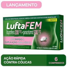 Luftafem Reckitt 200mg+ 500mg com 6 comprimidos