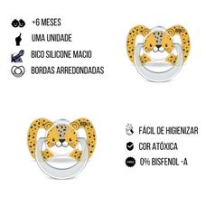 Chupeta Lillo Funny Animais Silicone Anatômica Tamanho 2