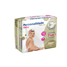 Fralda Personalidade Baby Total Care Econômica Tamanho P com 70 Unidades