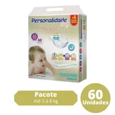 Fralda Personalidade Baby Total Care Econômica Tamanho M com 60 Unidades