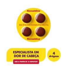 Neosaldina Takeda 300mg+ 30mg+ 30mg com 4 drágeas