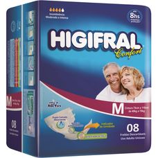 Fralda Geriátrica Higifral Confort Tamanho M com 8 Unidades