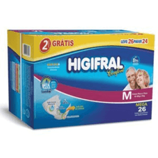 Fralda Geriátrica Higifral Confort Mega Tamanho Médio Leve 26 Pague 24