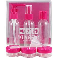 frascos Para Viagem Jacks Design Rosa com 9 Unidades