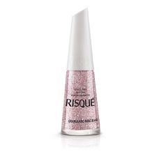 Esmalte Risqué Efeito Glitter Rose Granulado Hipoalergênico com 8ml