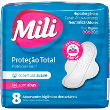 Absorvente Mili Protecao Total Suave Com Abas 8 Unidades