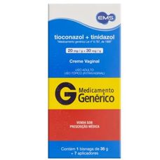 Tioconazol+ Tinidazol Ems creme Vaginal com 7 aplicadores 35g