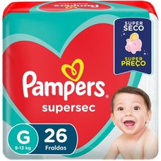 Fralda Pampers Supersec Pacotão G com 26 Unidades